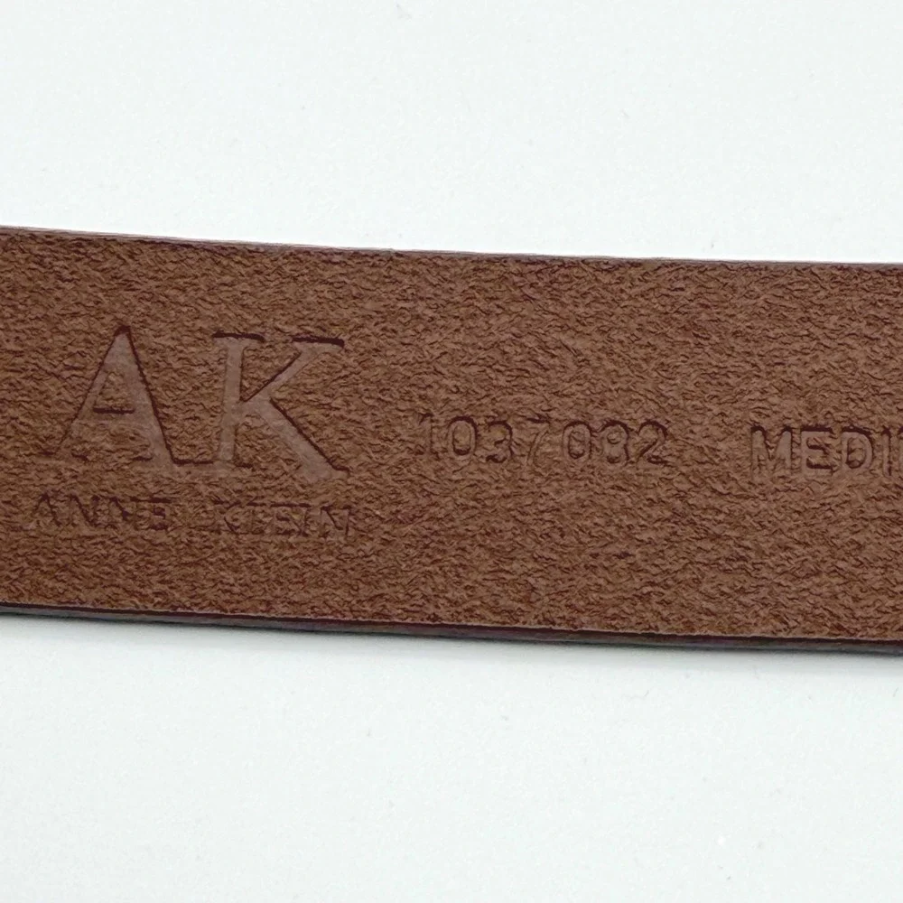 Anne‎ Klein Brown Genuine Leather Belt Womens M Logo Contemporary Classic Preppy